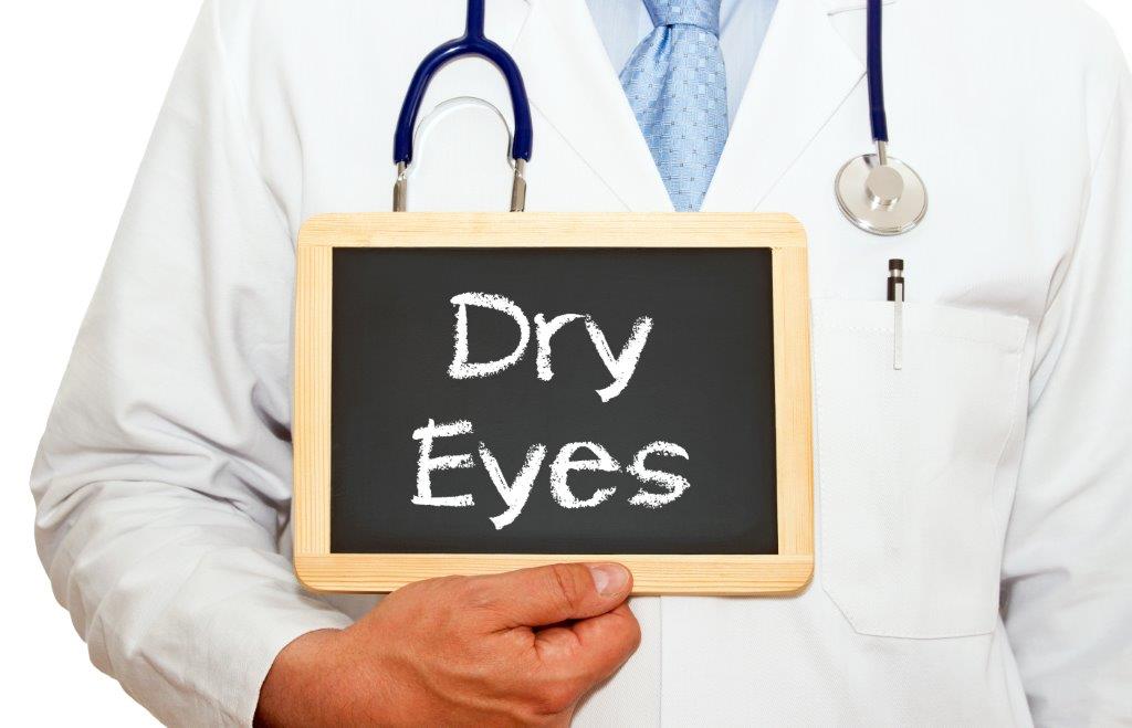 Doctor with Dry Eye Chalk Board Sign