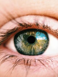 Close up of a woman's hazel eyes